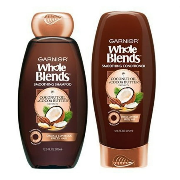 garnier whole blends coconut oil & cocoa butter smoothing shampoo & conditioner set, 12.5 fl. oz