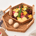 thumbnail image 5 of Bxaolu Imitation Picnic Basket with Handles Plastic Hand Woven Baskets for Storage, Garden Harvest, Easter, Empty Gift Basket, Brown, 9.5", 5 of 9