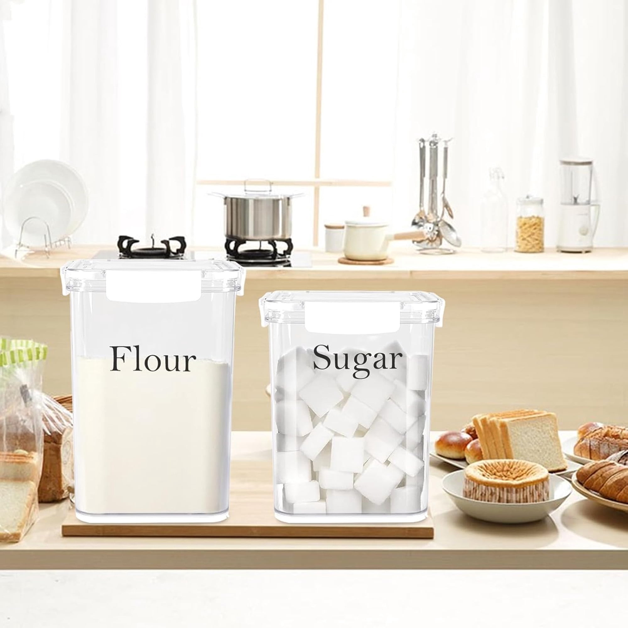 Pethiy Airtight Food Storage Containers with Lids, Food Jar Canisters for Flour, Sugar, Rice, Food Storage for Kitchen Pantry Organization 2 Pcs Set 4L&5L, BPA Free