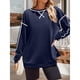thumbnail image 5 of Sudaderas de Mujer de Larga, Cuello Redondo, Estilo Pullover, Ideales para Otoño e Invierno. con Cremallera Lateral, Perfectas para Salir. Azul Marino XXL, 5 of 10