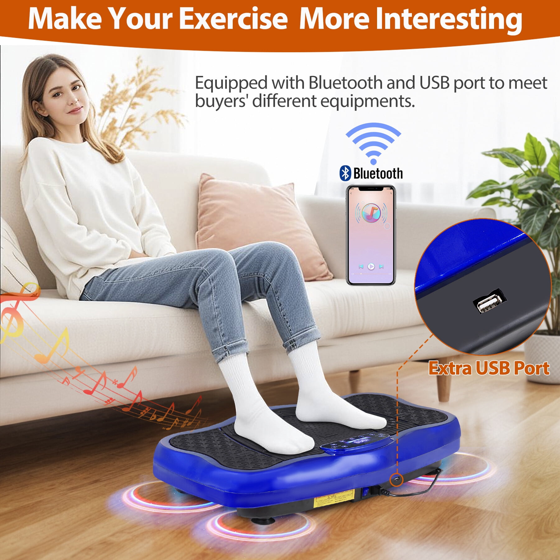 ZENY Waver Vibration Plate Exercise Machine w/ Auto-Switch Mode Full Body Workout, Blue