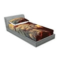 thumbnail image 2 of Ambesonne Scenery Fitted Sheet & Pillow Sham Set, Natural Beauty Sunset, Twinxl, Orange White Brown, 2 of 2