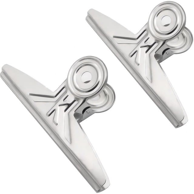 Clips Bulldog Extra Grandes - 2 Abrazaderas de Clip de Papel para Carpeta XL de Acero Inoxidable Jumbo de 20 cm para Oficina (, 7 7/8 Pulgadas)