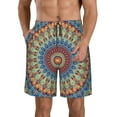 thumbnail image 2 of Uemuo Round Mandala Pattern Men's Swim Trunks Hawaiian Beach Bathing Suit Swimsuits Beach Quick-Dry Shorts with Pockets-Medium, 2 of 9