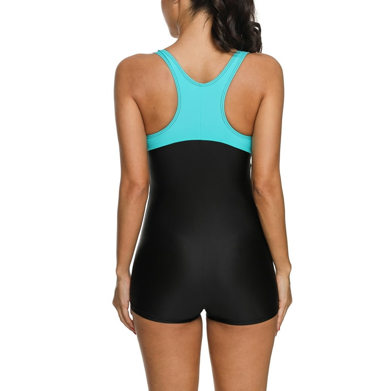 Women s Boyleg One Piece Swimsuit Racerback Unitard Swimming Suits