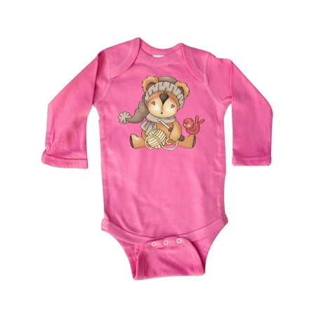 

Inktastic Winter Crochet Bear Gift Baby Boy Long Sleeve Bodysuit