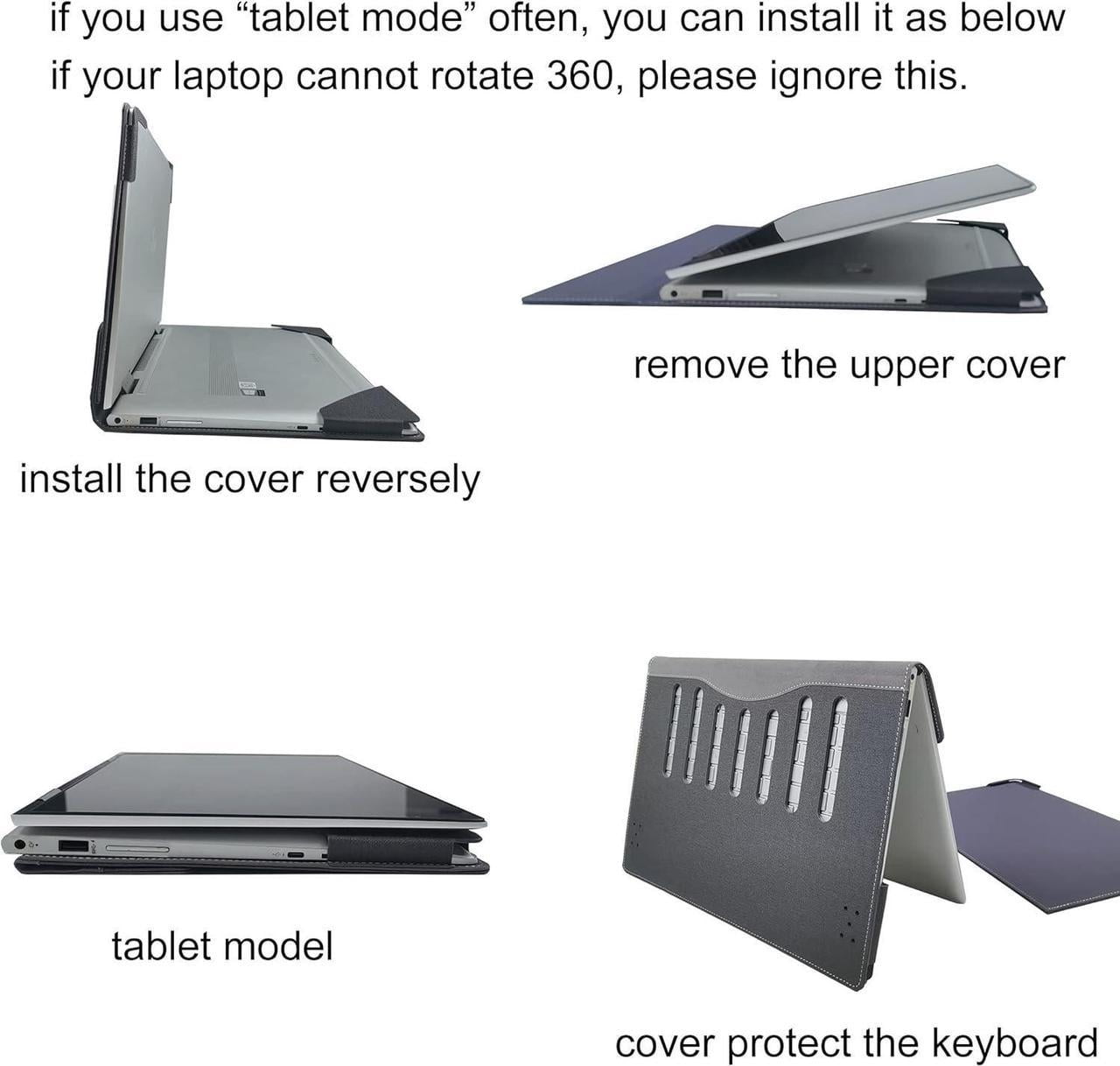 Protective Case Cover for Hp Pavilion X360 Convertible 14-dy Laptop 14t-ek 14-ek 2-in-1 [Not Other Models] Notebook Sleeve Computer Bag Protective PU Leather Shell