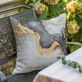 thumbnail image 5 of Marble Texture Throw Pillow Cover Abstract Black Gold Gradient Art Cotton Linen Cushion Cover Throw Pillow Case with Invisible Zipper for Couch Sofa Bed Chair Car 18x18 Inch, 5 of 9