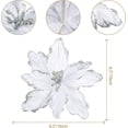 thumbnail image 2 of Poinsettia Flowers Picks Artificial Glitter Poinsettia Flowers with Stems Christmas Tree Ornaments with Stems for Home Kitchen Decorations (Silver), 2 of 5