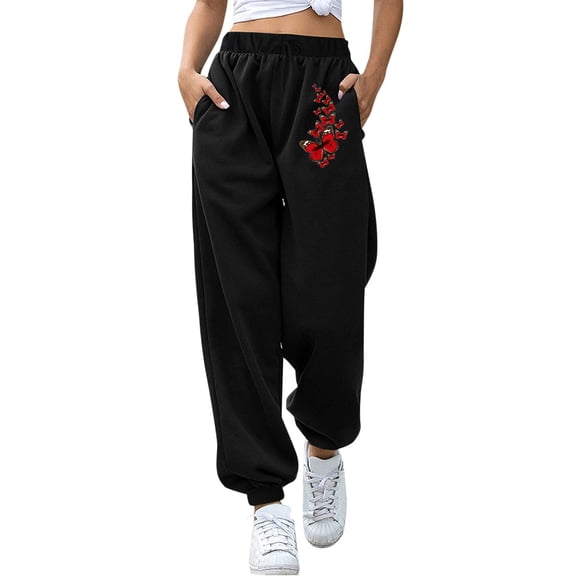 Ketyyh-chn99 Womens Work Pants Womens Sweat Pants Casual Yoga Jogging Leggings Pants With Pocket Trousers Workout Leggings Red,M