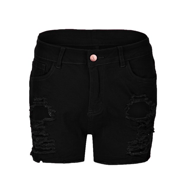 YDLCAFD Womens High Waisted Denim Shorts Ripped Hem Distressed Short Jeans Summer Casual Stretchy Jeans Shorts S