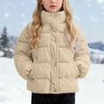 thumbnail image 2 of JUMEYU Girls Puffer Coat Baby Girl Winter Coat Toddler Jackets Warm Down Outerwear with Hooded 3T 4T (Khaki,3-4 Years), 2 of 6