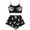 Halloween-2Black1, variant on Gothic Skeleton Pattern Women Pajama Set, Thin Strap Scalloped Edge Crop Tops Elastic Waist Shorts, Cute Halloween Party Casual Loungewear
