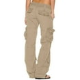 thumbnail image 3 of CHOK Women‘s Active Cargo Pants Mid Rise Casual Multi-Pockets Wide Leg Pants Loose Workout Trousers Streetwear, 3 of 6