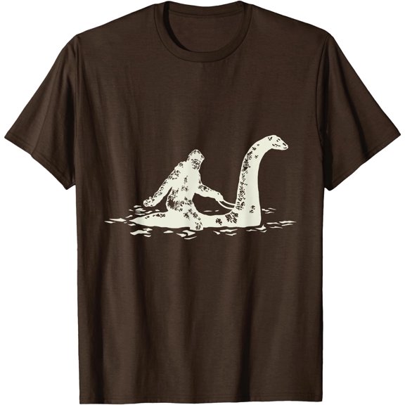 Bigfoot Sasquatch Riding The Loch Ness Monster Funny Unisex T-Shirt for Men Women Kids Toddler