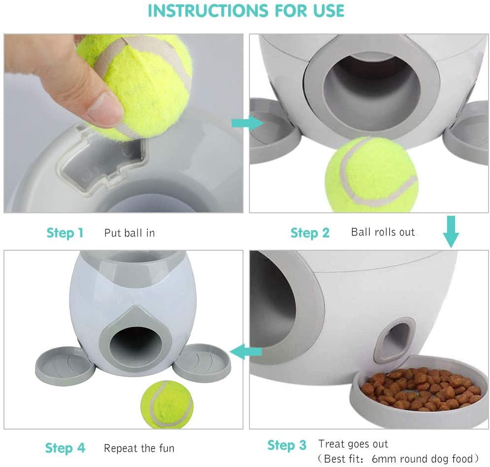 Pet Interactive Toys for Dogs Reward Machine Food Dispenser Tennis Ball  Outdoor Indoor Sport Exercise Slow Dog Toy with Feeder