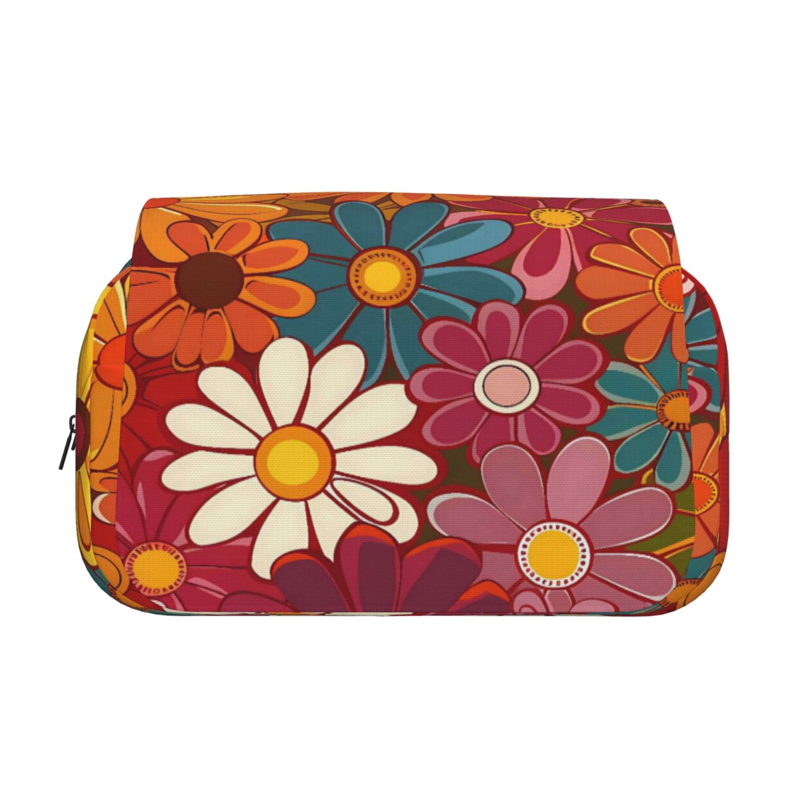 Large-Capacity Flip-Top Double-Layer Pencil Case, Multi-Functional Pocket Pen Case, Durable Stationery Organizer Groovy Flowers (10)