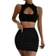 thumbnail image 4 of Conjunto de top corto con aberturas y falda para mujer: vestido ajustado sexy, poliéster y spandex, conjunto para salir de fiesta por la noche, 4 of 4