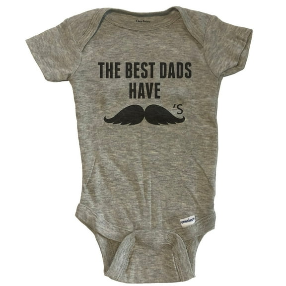 The Best Dads Have Mustaches Funny Baby Bodysuit - Grey