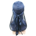 thumbnail image 1 of Tapón Silky Cap Bonnet Headwraps con la elasticidad de la moda de la cola larga Flexible ajustable para los ciclistas Hip-Hop Lovers Daily Decoration Navy Black Edge Inevent AP008480-05B, 1 of 5