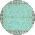 thumbnail image 1 of Ahgly Company Indoor Round Oriental Light Blue Traditional Area Rugs, 3' Round, 1 of 4