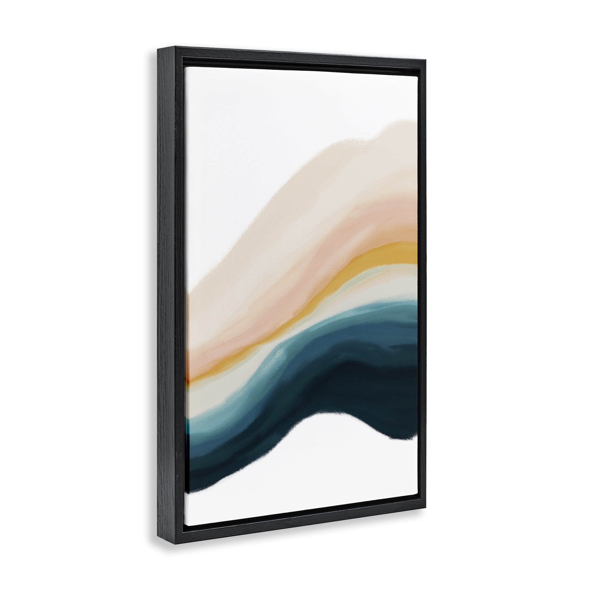 Stupell Industries Peach Swirl Abstraction Abstract Painting Black Floater Framed Canvas Art Print Wall Art, 17 x 25
