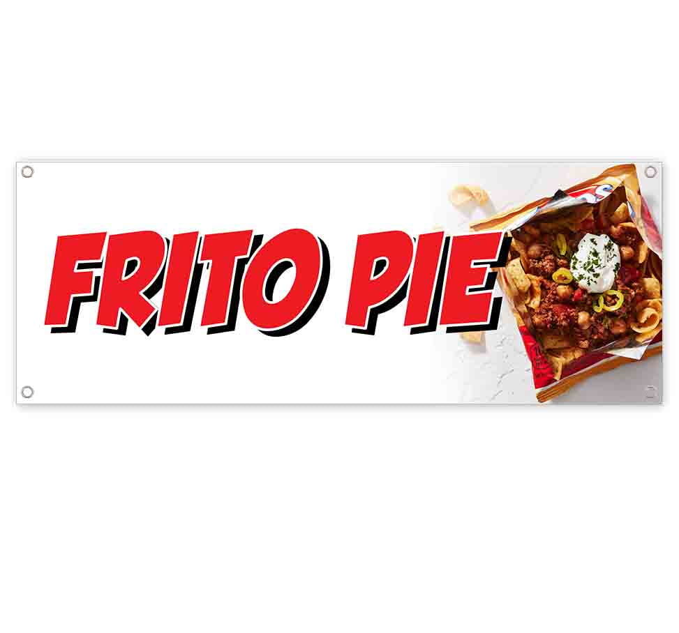 Heavy-Duty Vinyl Single-Sided with Metal Grommets Non-Fabric Frito Pie 13 oz Banner 