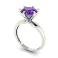 thumbnail image 2 of 2.5 ctw Solitaire Anniversary Ring for Women | Round Cut Natural Amethyst | Hyperallergenic Solid 18K White Gold, 2 of 5