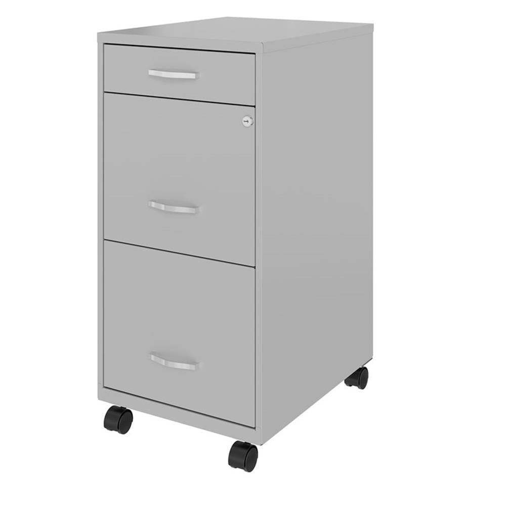 UrbanPro Metal Arctic Silver Filing Cabinet Rectangular Mobile 18" Assembled