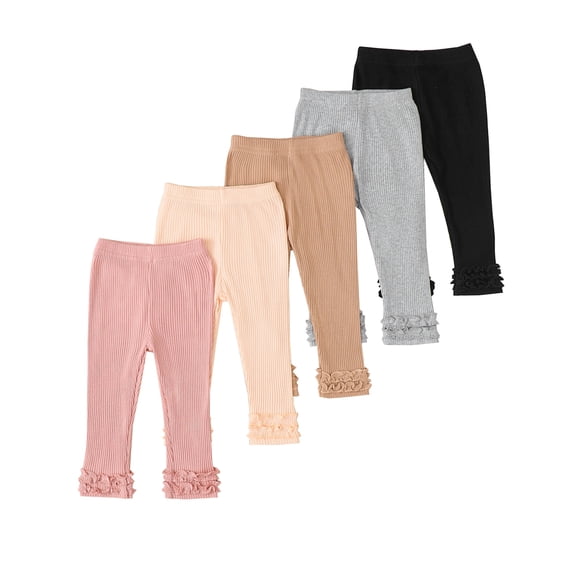 Infant Girls Clothes Baby Pants 5-Pack Leggings Toddler Casual Pants 6 9 12 18 24 Months 2T 3T Solid Color Pants Pink