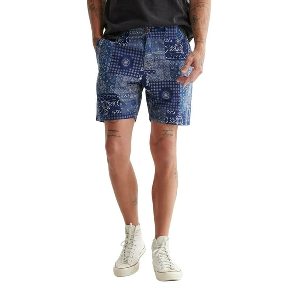 Lucky Brand Men's Bandana Print Lightweight Cotton Blend Shorts-Blue / 33