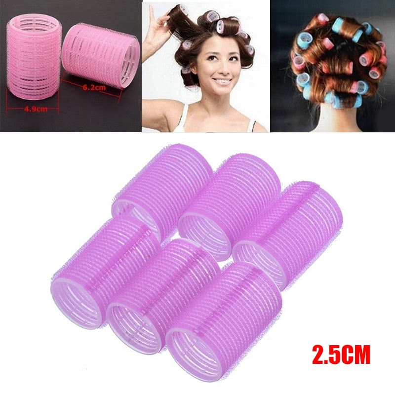 lzndeal 6Pcs/Set Big Self Grip Hair Rollers Cling Any Size Diy Hair
