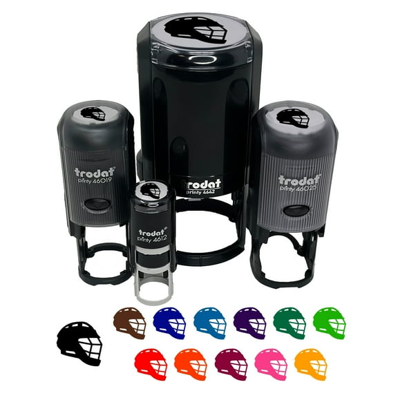 Lacrosse Helmet Self-Inking Rubber Stamp Ink Stamper - Black Ink - Mini 1/2 Inch