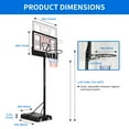thumbnail image 2 of Dextrus 44" Portable Basketball Hoop with Adjustable Height 4.4-10ft, Built-in Wheels, Collision-Proof Edge, 2 of 6