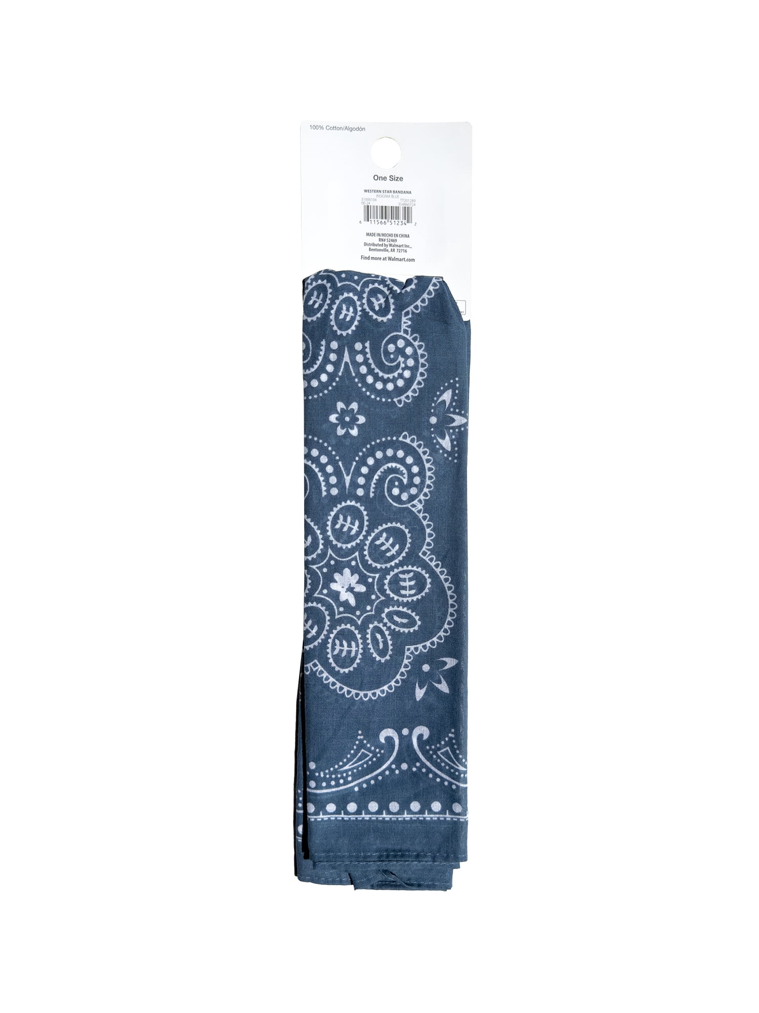 Time and Tru Women's Western Star Bandana, Insignia Blue, One Size Fits Most