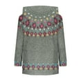 thumbnail image 6 of Aboser Womens Cotton Knit Hoodies Retro Fair Isle Sweaters Loose Drop Shoulder Knitwear Sweatshirt Comfort Long Sleeve Hooded Sweater with Pocket Gray L, 6 of 7