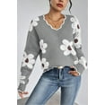thumbnail image 3 of NACOjama Womens Long Sleeve Sweater V Neck Casual Loose Knit Top Gray M, 3 of 5