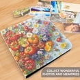 thumbnail image 4 of FORMRS 3 Ring Photo Album 4"x6" Self Adhesive Large Capacity PU Leather Cover, Purple Floral Tomatoes, 4 of 8