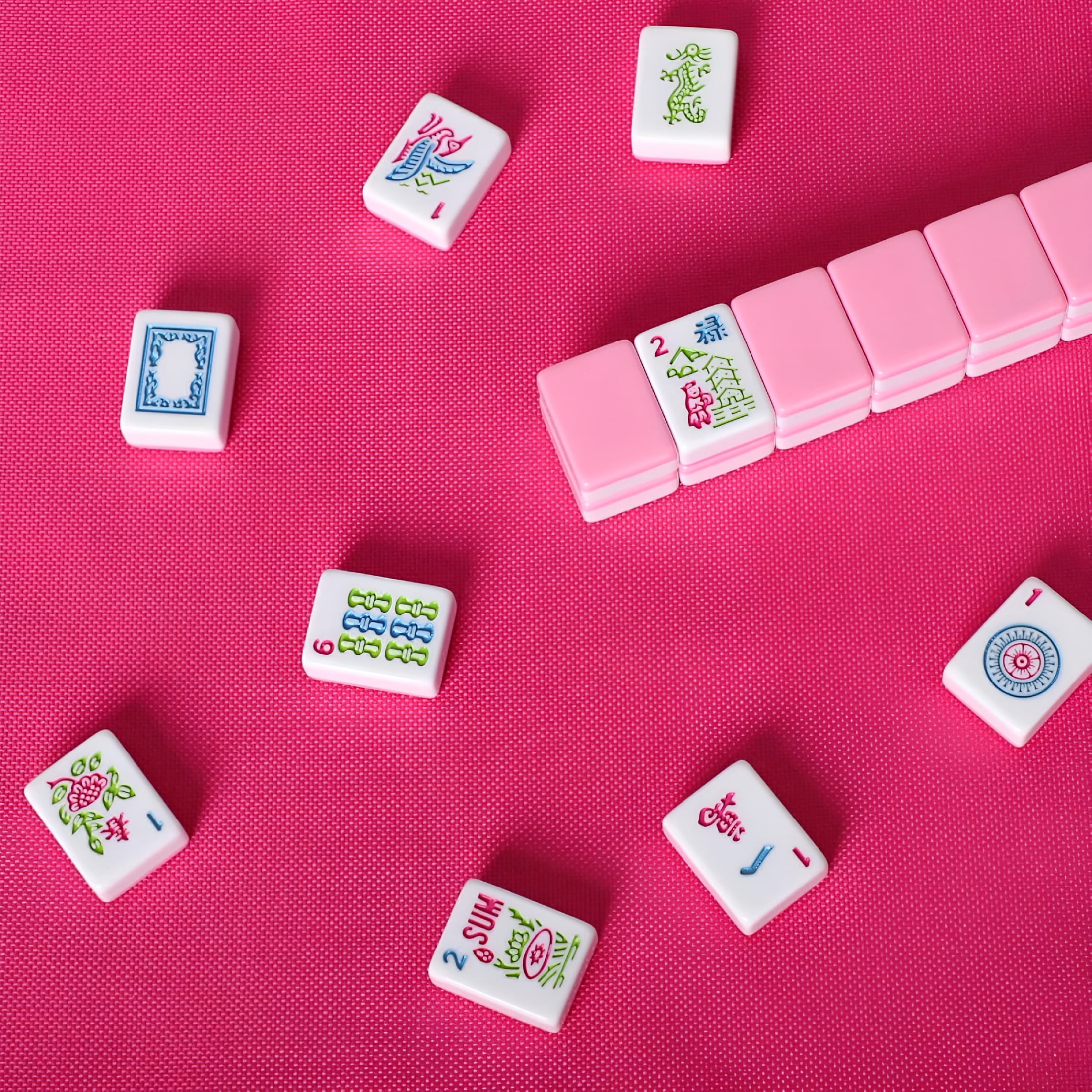 CYFW 1.2” American Mahjong Tile Set, 166 Mahjong Game Set with Pink Color (Tiles Only, No Racks and Other Accessories)