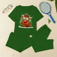 thumbnail image 2 of REORIAFEE Womens 3 Piece Lounge Set Christmas Pajama Short Sleeve Top and Shorts Santa Graphic Soft Sleepwear Green XS-2XL, 2 of 7