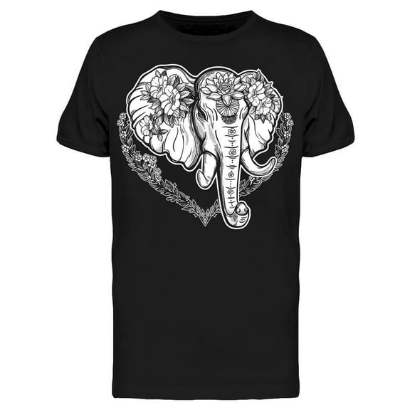 Elephant, Flowers And Signs T-Shirt Men -Image by Shutterstock, Male Small