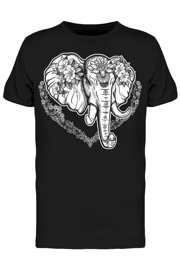 Elephant, Flowers And Signs T-Shirt Men -Image by Shutterstock, Male Small