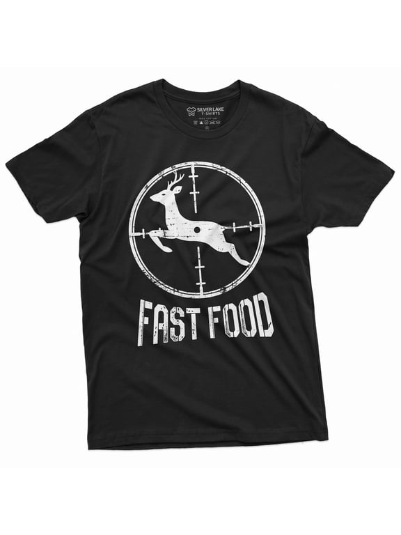 Men'S Funny Fast Food Hunting Tee Shirt Fast Running Deer Hunter Foodie Camo T-Shirt (X-Large Black)