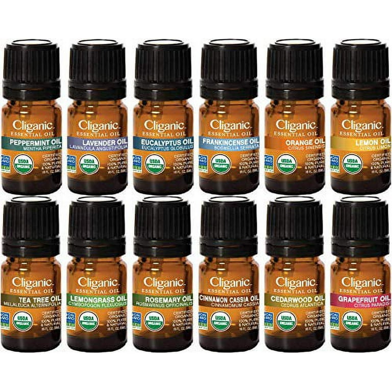Cliganic USDA Organic Aromatherapy Essential Oils Holiday Gift Set of 8  855102007385