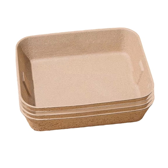 4 Pack Recyclable Pulp Disposable Cat Litter Box Large Portable Odor Control Pan for Indoor Cats Small Pets Travel Camping Toilet Use