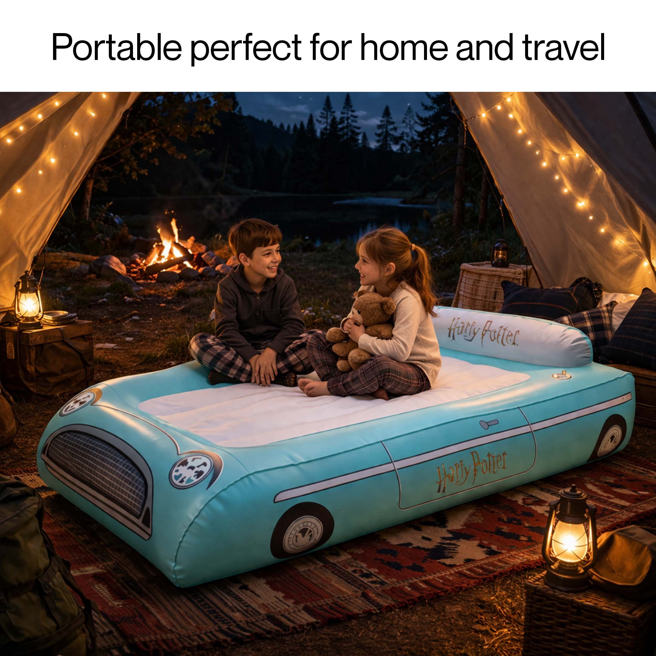 Harry Potter Flying Ford Anglia Air Mattress, Wizarding World Car-Shaped Inflatable Bed for Kids & Fans