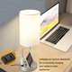 thumbnail image 5 of Lámpara de mesa con  táctil USB, lámpara de noche mejorada de 3 vías regulables con puertos de carga USB C y A y tomacorriente de CA, lámpara de mesita para dormitorio, bombilla, 5 of 7