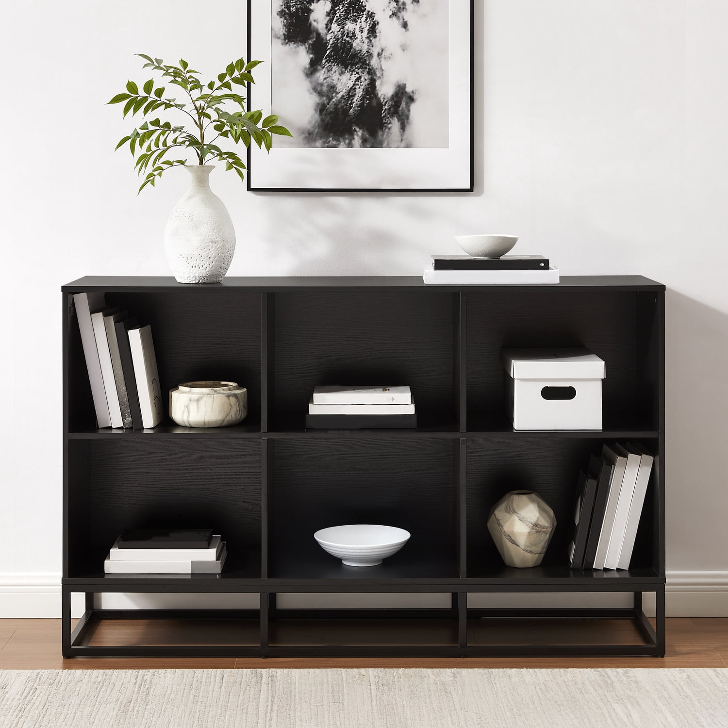 reorio♡ Crosley Furniture Enzo 6 Cube Record Storage Media Stand in Black