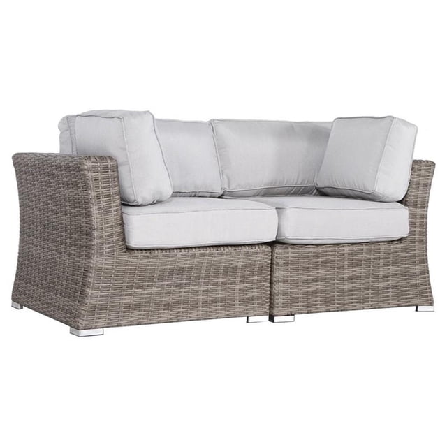 Living Source International Causeuse Extérieure en Osier avec Coussin, Gris