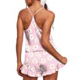 thumbnail image 5 of Aueoeo Womens Cami Pajama Sets 2 Piece Cute Print Pjs Soft Tank Top & Elastic Waist Shorts Loungewear Set Pink L, 5 of 5